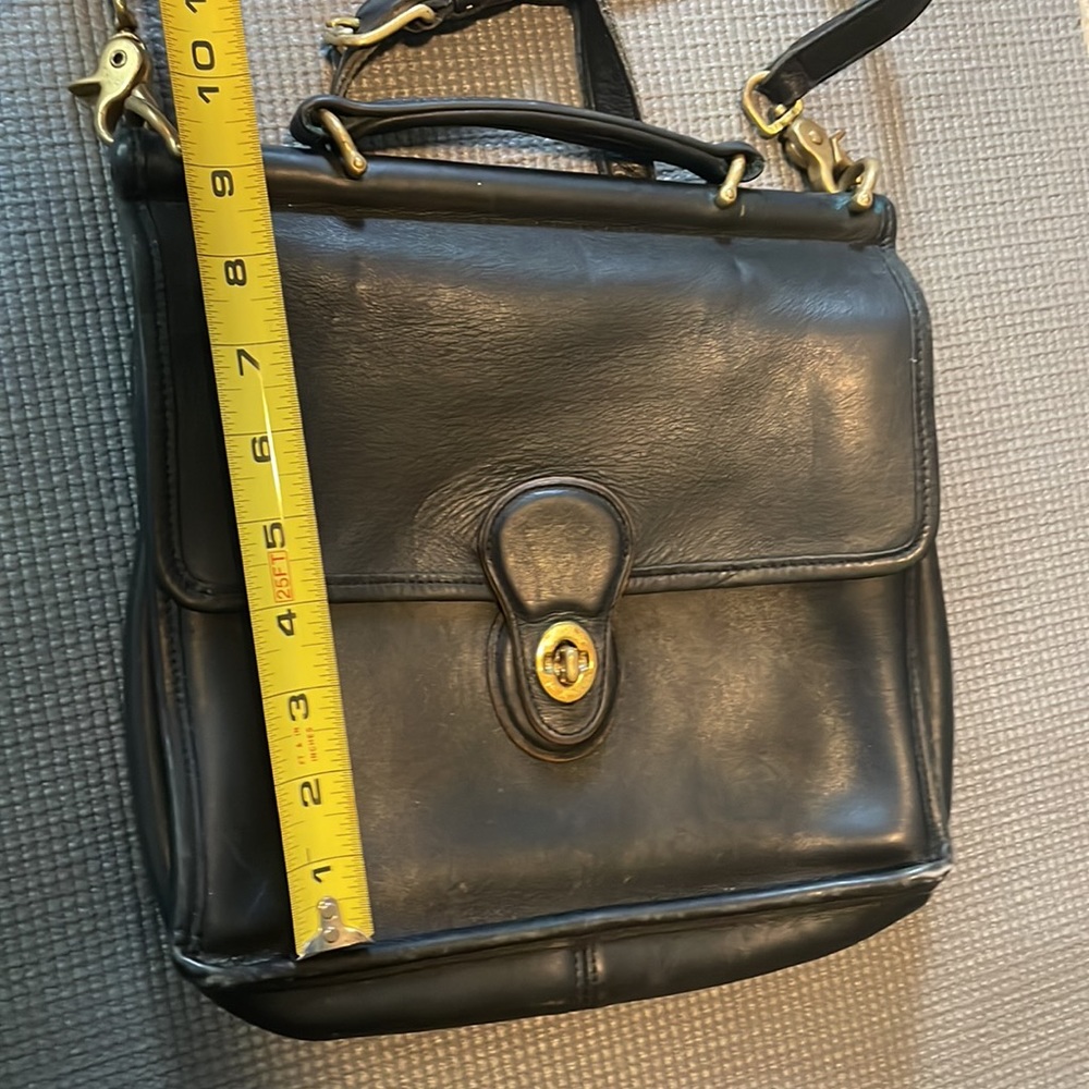 RARE COACH WILLIS vintage black leather cross body satchel messenger bag